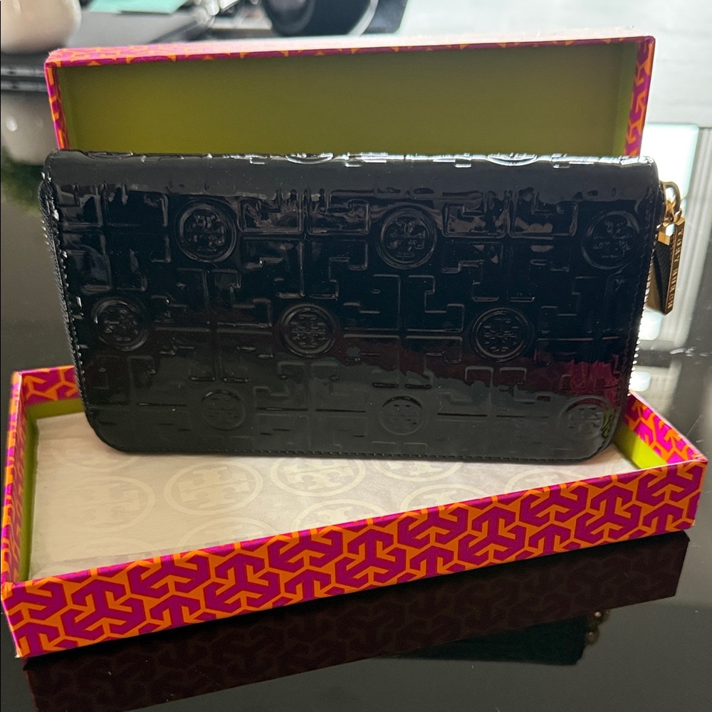 Tory Burch Black Embossed Clutch